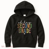 Oh Hey Second Grade Cheetah Print Kids Hoodie thumb 0