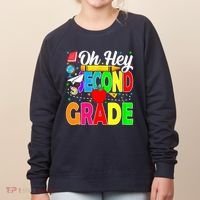 Oh Hey Second Grade Back To School Student Teacher 2nd Grade Women's Sweatshirt thumb 0