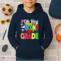 Oh Hey Second Grade Back To School Student Teacher 2nd Grade Kids Hoodie thumb 2
