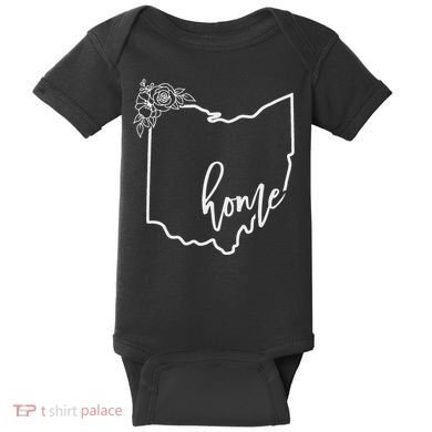 Ohio Home State I Love Ohio O.H.I.O State Map Baby Bodysuit