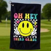 Oh Hey Third Grade Teacher First Day Of School Golf Towel thumb 1