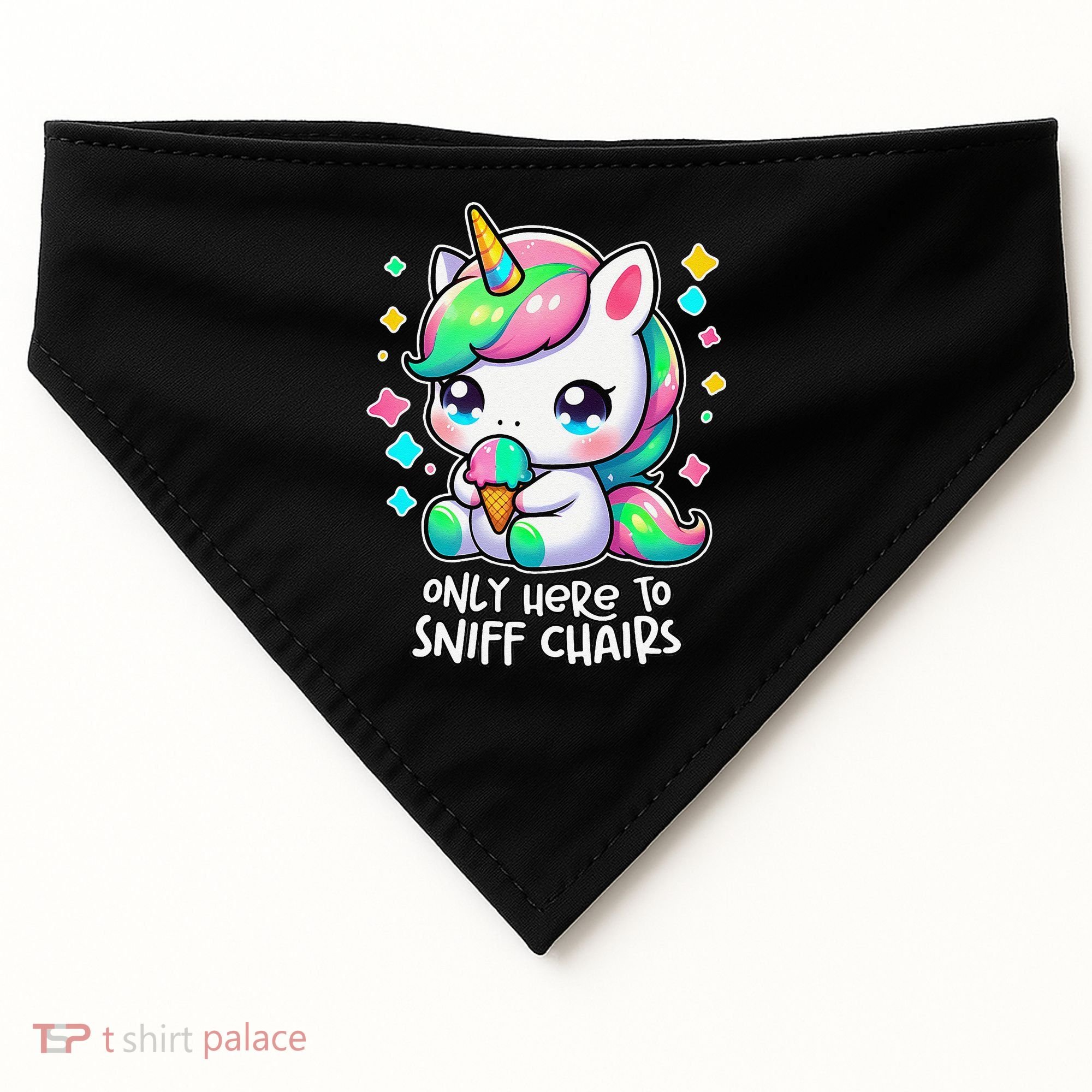 Only Here To Sniff Chairs Dank Meme Funny Oddly Specific USA-Made Doggie Bandana