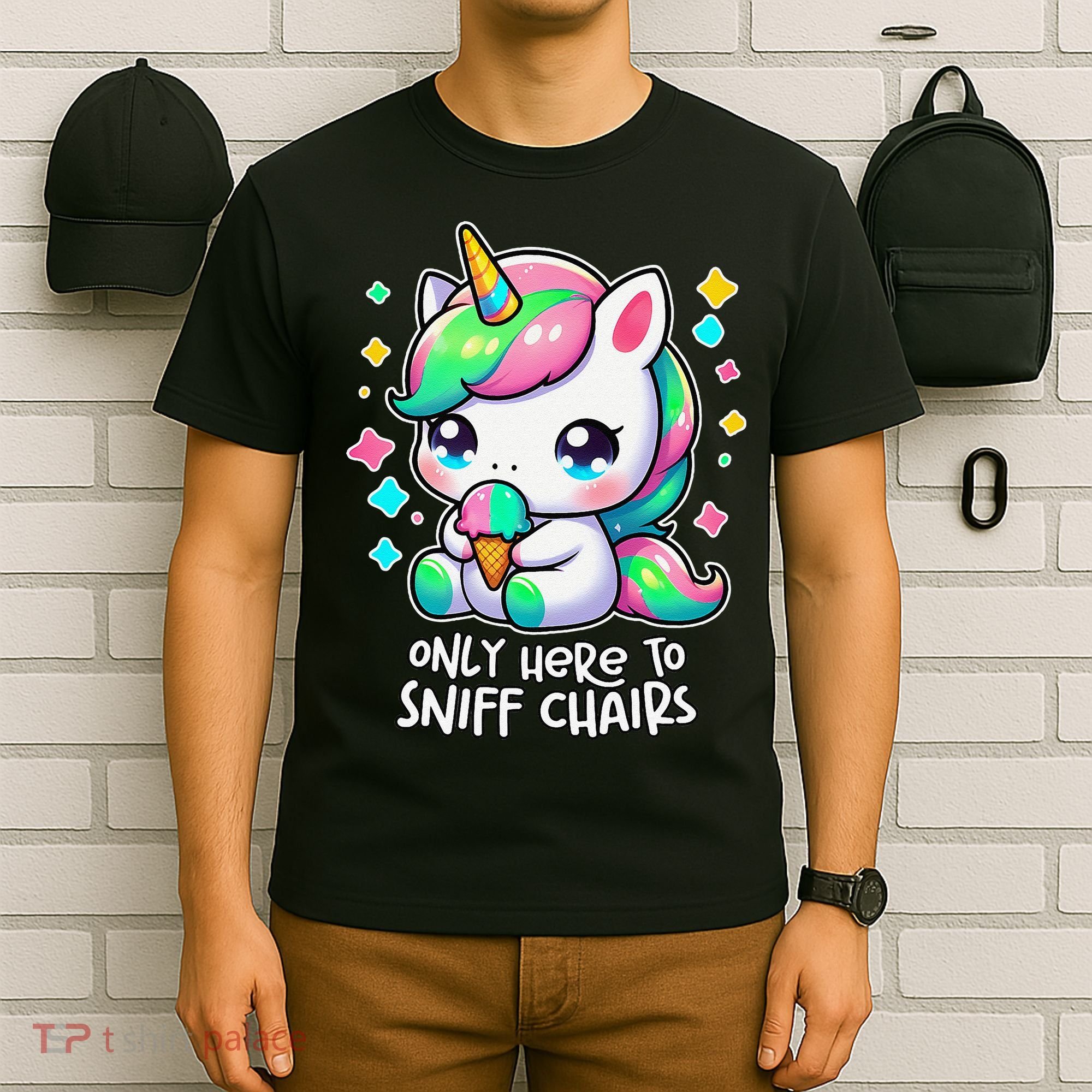 Only Here To Sniff Chairs Dank Meme Funny Oddly Specific T-Shirt