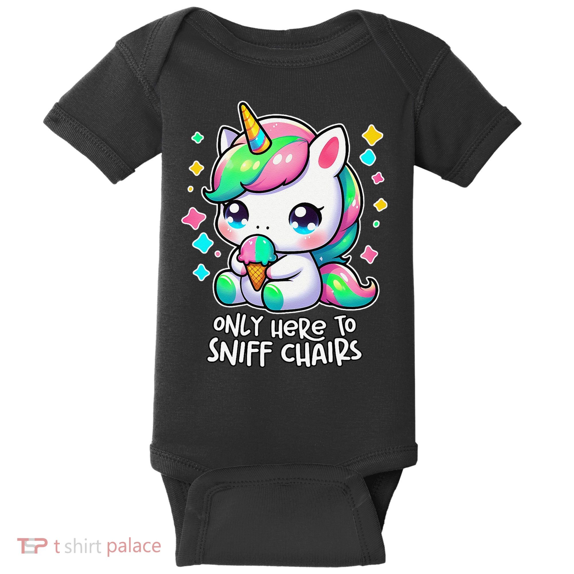 Only Here To Sniff Chairs Dank Meme Funny Oddly Specific Baby Bodysuit