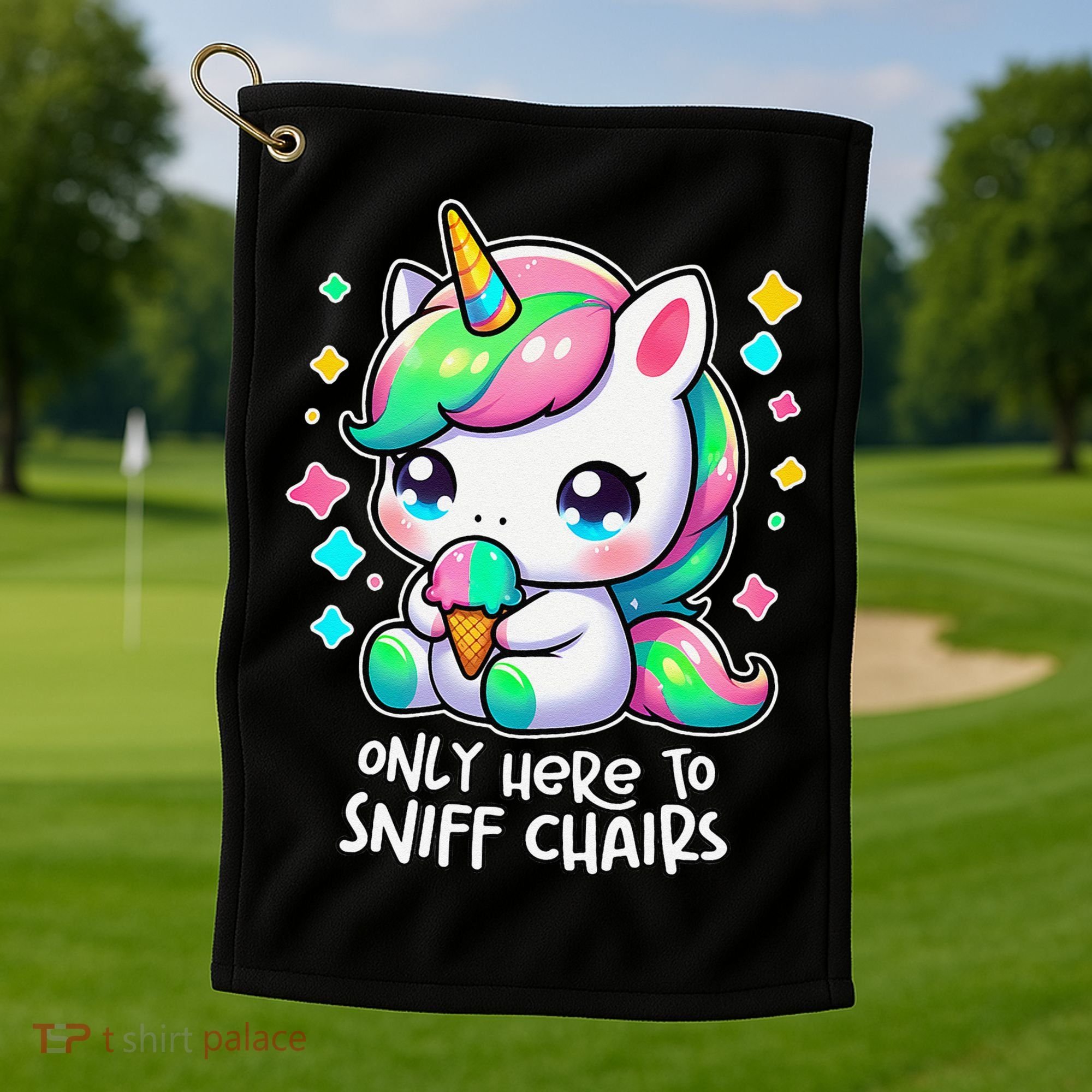 Only Here To Sniff Chairs Dank Meme Funny Oddly Specific Golf Towel