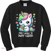 Only Here To Sniff Chairs Dank Meme Funny Oddly Specific Kids Sweatshirt thumb 0