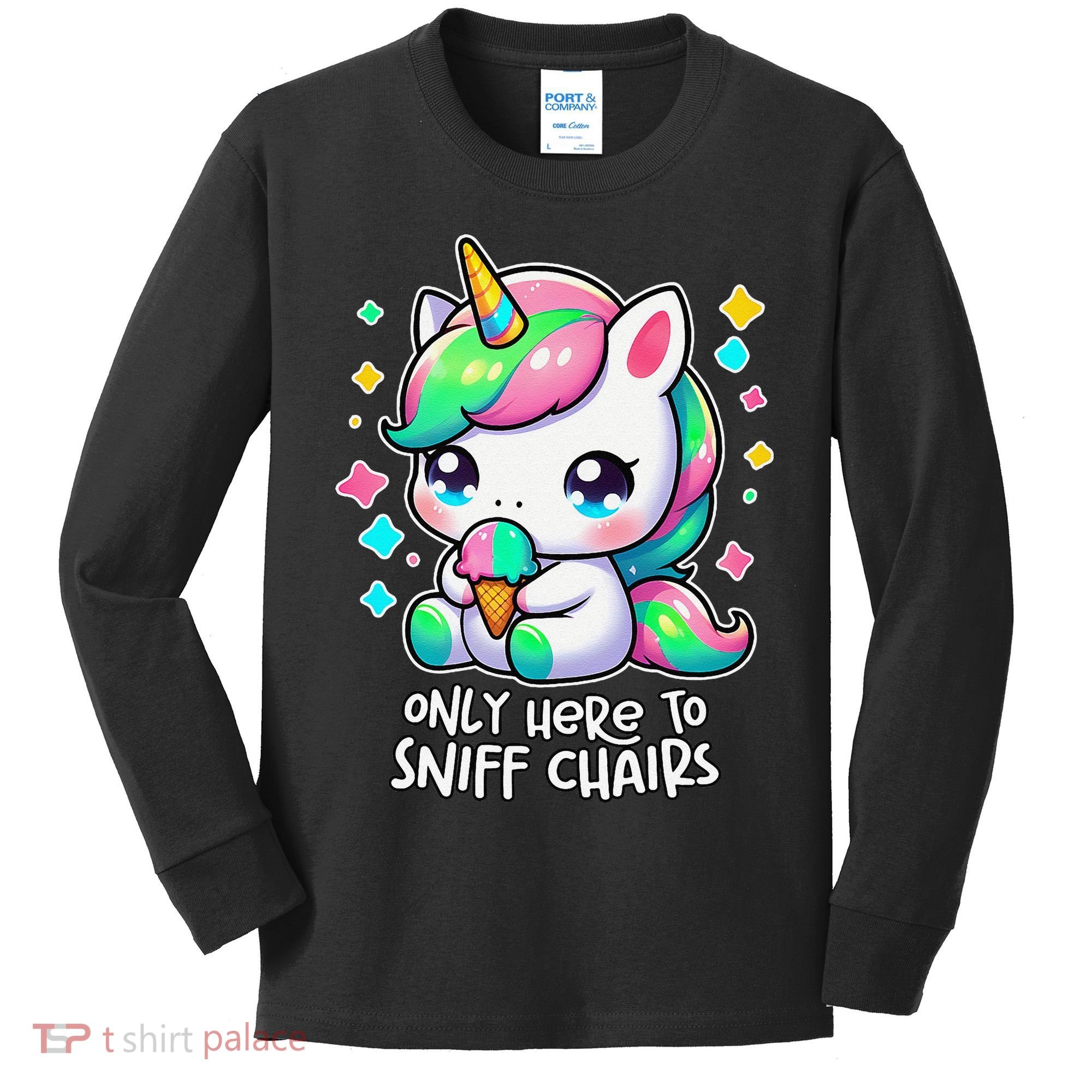 Only Here To Sniff Chairs Dank Meme Funny Oddly Specific Kids Long Sleeve Shirt