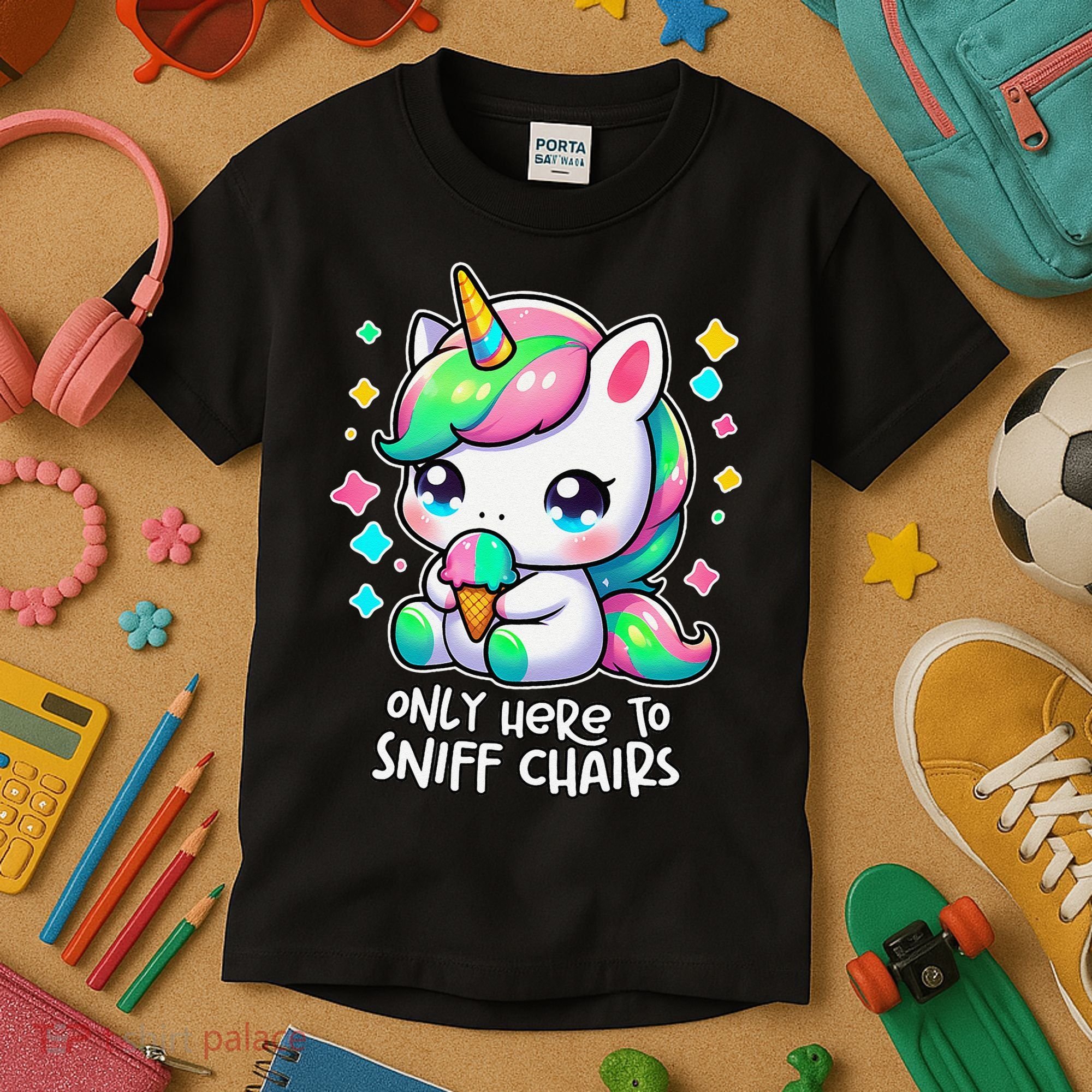 Only Here To Sniff Chairs Dank Meme Funny Oddly Specific Kids T-Shirt