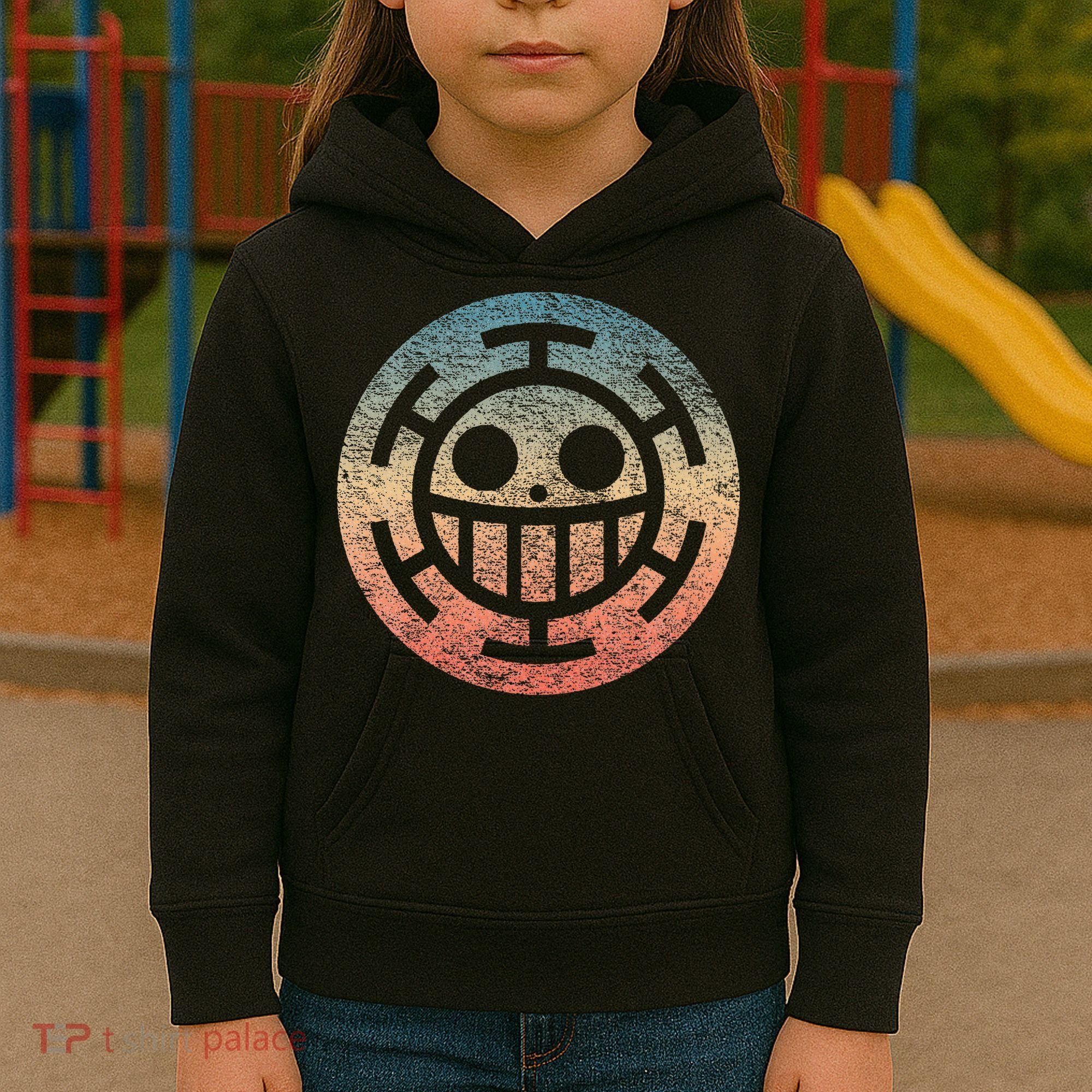 One Heart Trafalgar Sunset Pirate Jolly Roger Kids Hoodie
