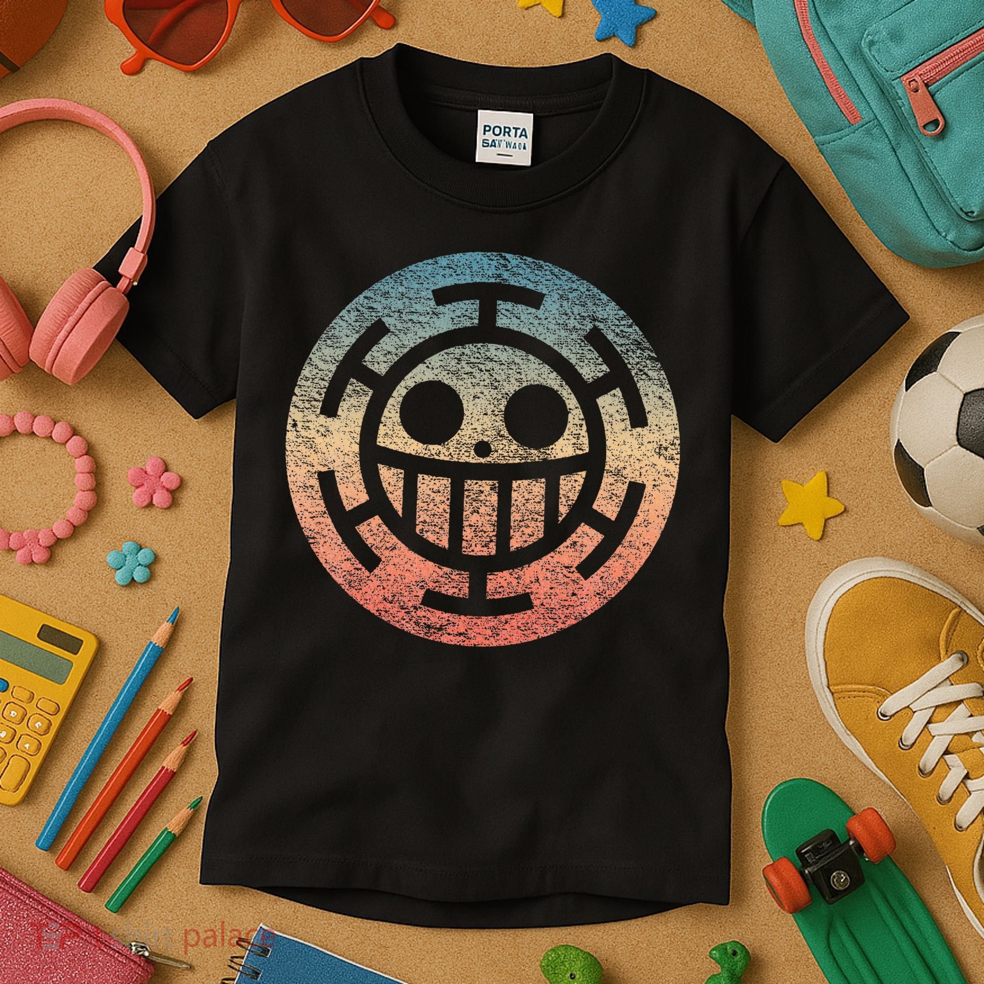 One Heart Trafalgar Sunset Pirate Jolly Roger Kids T-Shirt