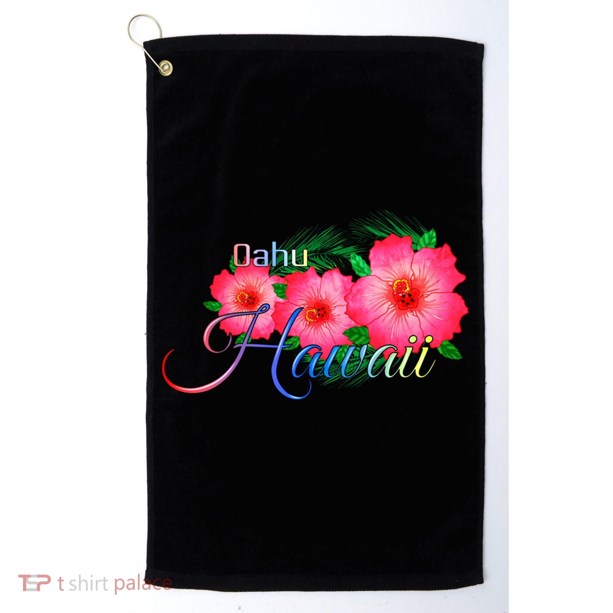 Oahu Hawaii Tropical Flowers Family Vacation Gift Golf Towel