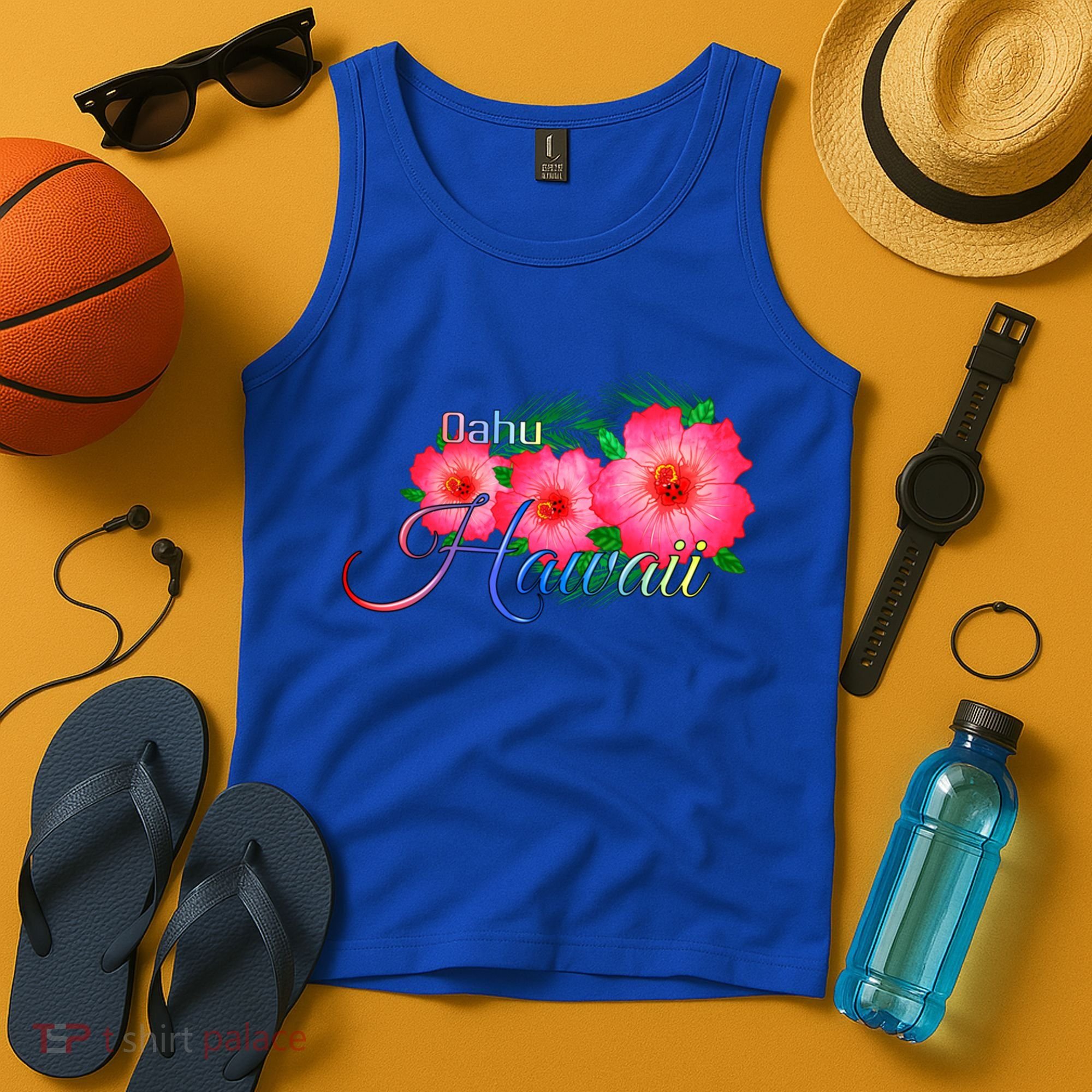 Oahu Hawaii Tropical Flowers Family Vacation Gift Tank Top