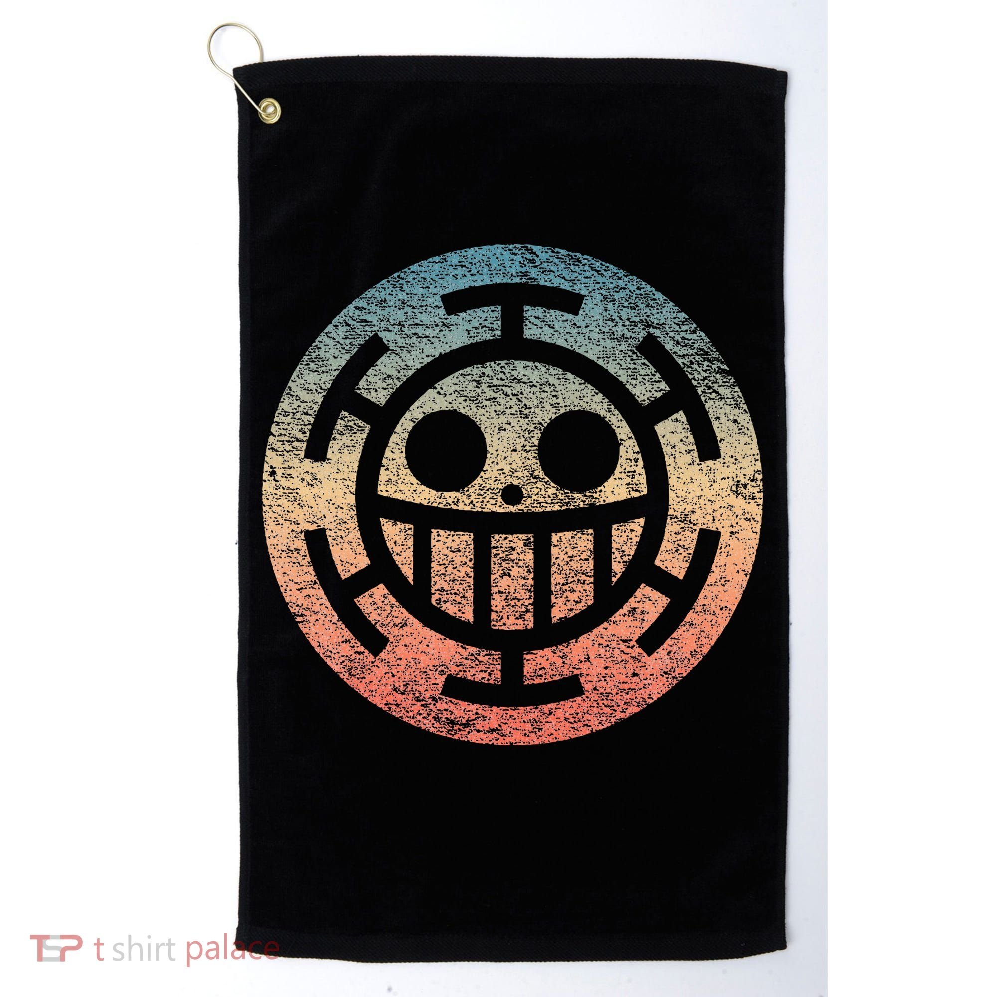 One Heart Trafalgar Sunset Pirate Jolly Roger Golf Towel