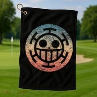 One Heart Trafalgar Sunset Pirate Jolly Roger Golf Towel thumb 1