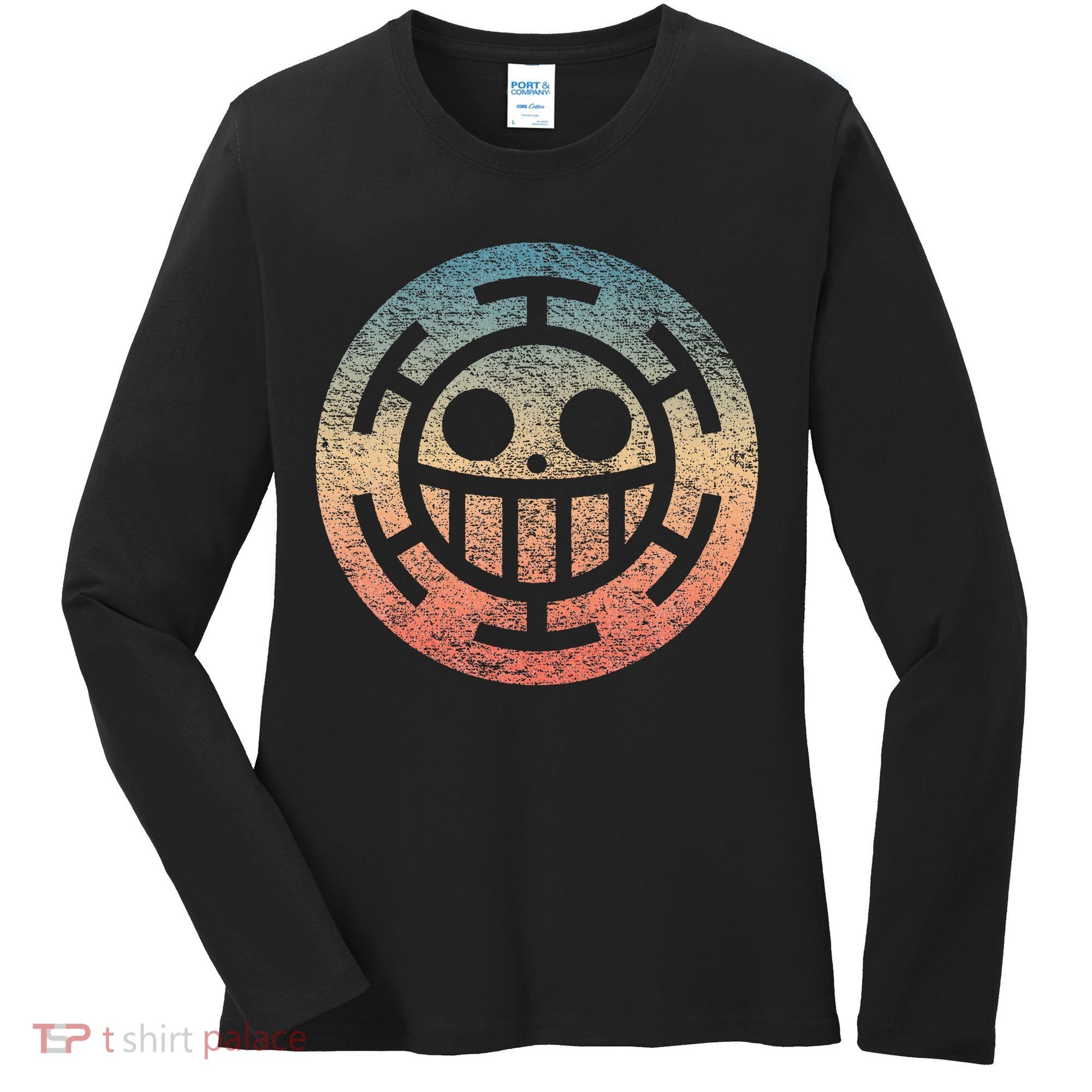 One Heart Trafalgar Sunset Pirate Jolly Roger Women's Long Sleeve Shirt