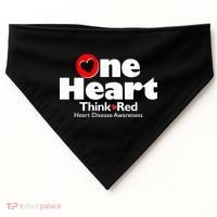 One Heart Think Red Heart Disease Awareness Month USA-Made Doggie Bandana thumb 0