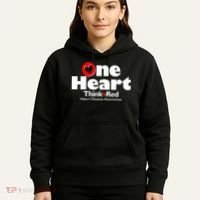 One Heart Think Red Heart Disease Awareness Month Hoodie thumb 5