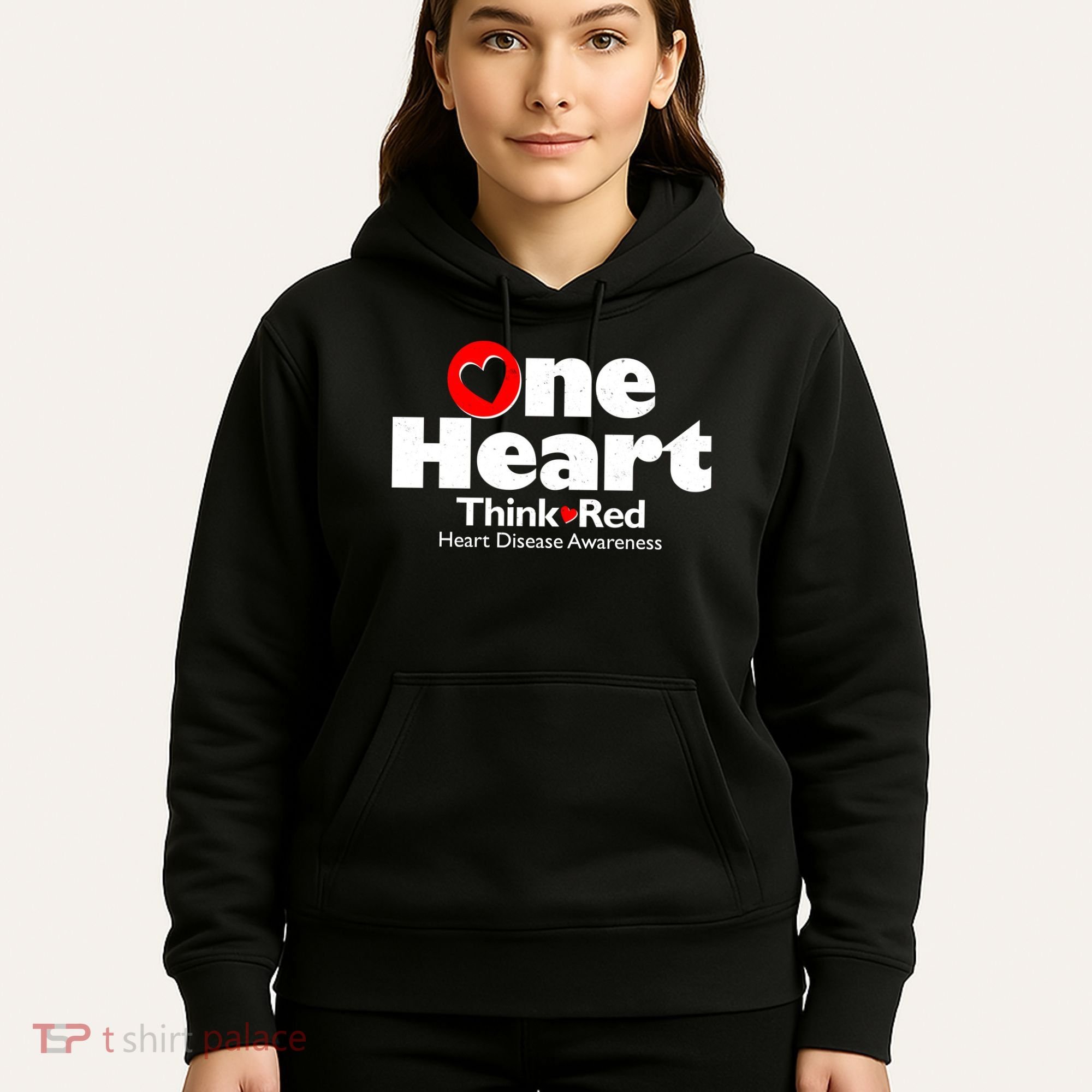 One Heart Think Red Heart Disease Awareness Month Hoodie