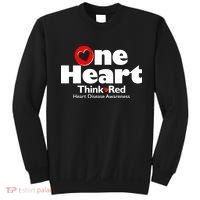 One Heart Think Red Heart Disease Awareness Month Sweatshirt thumb 0