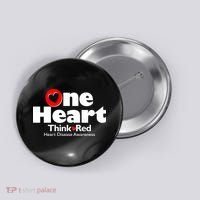 One Heart Think Red Heart Disease Awareness Month Button thumb 0