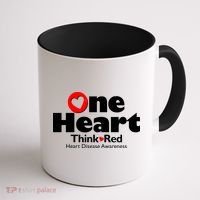 One Heart Think Red Heart Disease Awareness Month Coffee Mug thumb 1