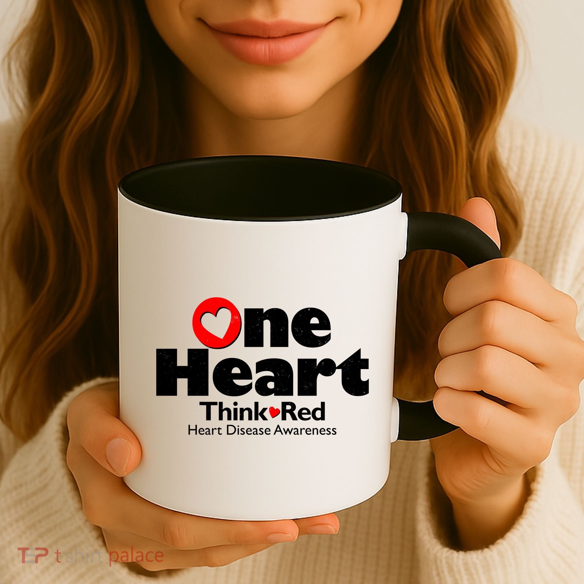 One Heart Think Red Heart Disease Awareness Month Coffee Mug