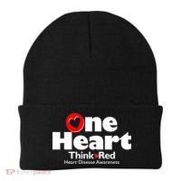 One Heart Think Red Heart Disease Awareness Month Beanie thumb 0
