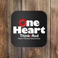 One Heart Think Red Heart Disease Awareness Month Coaster thumb 0