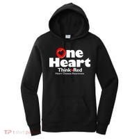 One Heart Think Red Heart Disease Awareness Month Women's Hoodie thumb 0