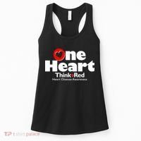 One Heart Think Red Heart Disease Awareness Month Women's Tank Top thumb 0