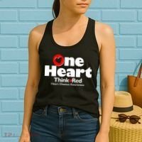 One Heart Think Red Heart Disease Awareness Month Women's Tank Top thumb 2