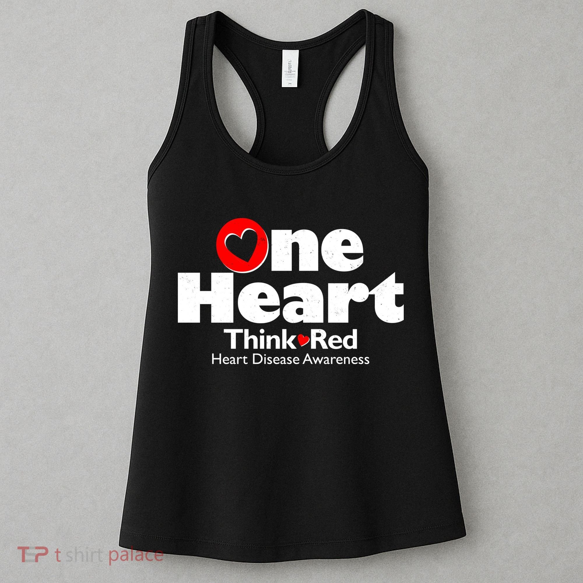 One Heart Think Red Heart Disease Awareness Month Women's Tank Top