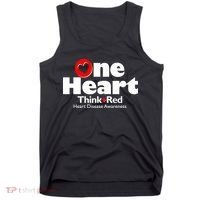 One Heart Think Red Heart Disease Awareness Month Tank Top thumb 0