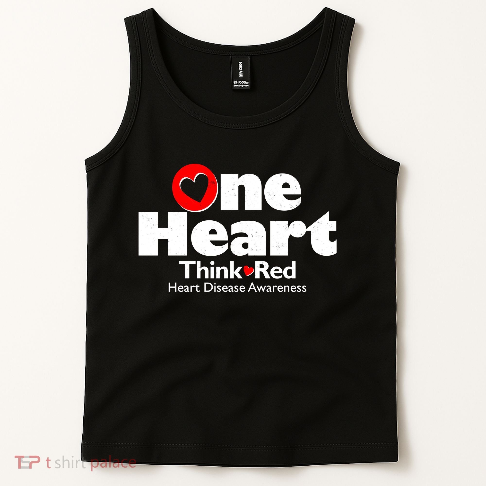 One Heart Think Red Heart Disease Awareness Month Tank Top