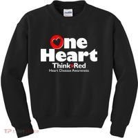 One Heart Think Red Heart Disease Awareness Month Kids Sweatshirt thumb 0