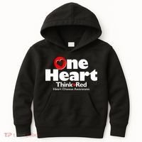 One Heart Think Red Heart Disease Awareness Month Kids Hoodie thumb 0
