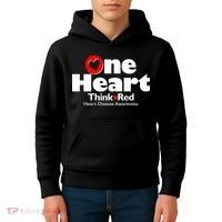 One Heart Think Red Heart Disease Awareness Month Kids Hoodie thumb 4