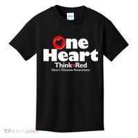 One Heart Think Red Heart Disease Awareness Month Kids T-Shirt thumb 0