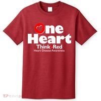 One Heart Think Red Heart Disease Awareness Month T-Shirt thumb 0
