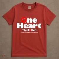 One Heart Think Red Heart Disease Awareness Month T-Shirt thumb 4