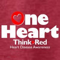 One Heart Think Red Heart Disease Awareness Month Women's T-Shirt thumb 6