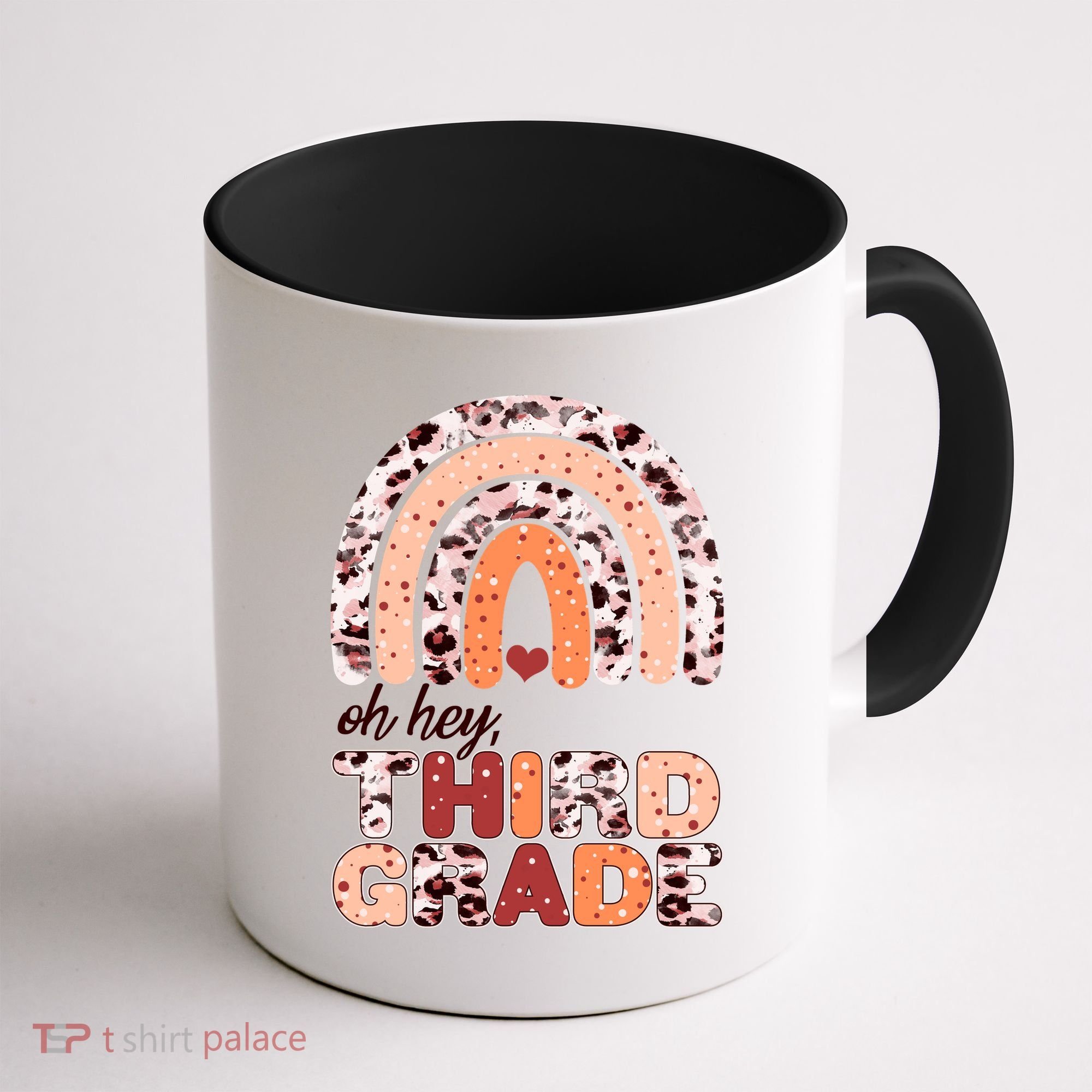 Oh Hey Third Grade Leopard Print Pattern Rainbow Coffee Mug