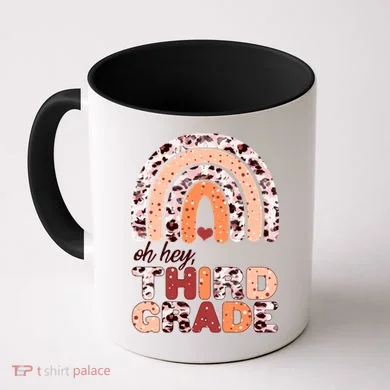 Oh Hey Third Grade Leopard Print Pattern Rainbow Coffee Mug