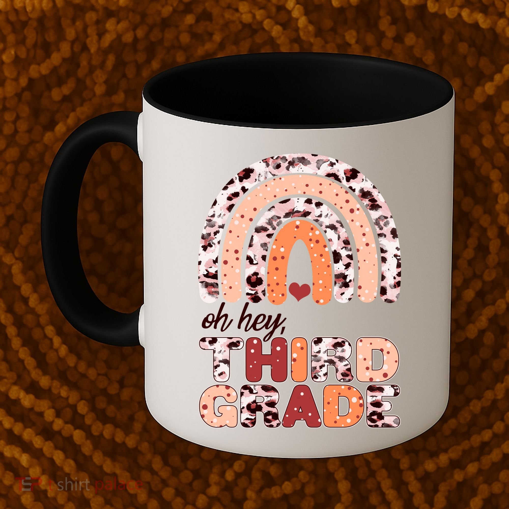 Oh Hey Third Grade Leopard Print Pattern Rainbow Coffee Mug