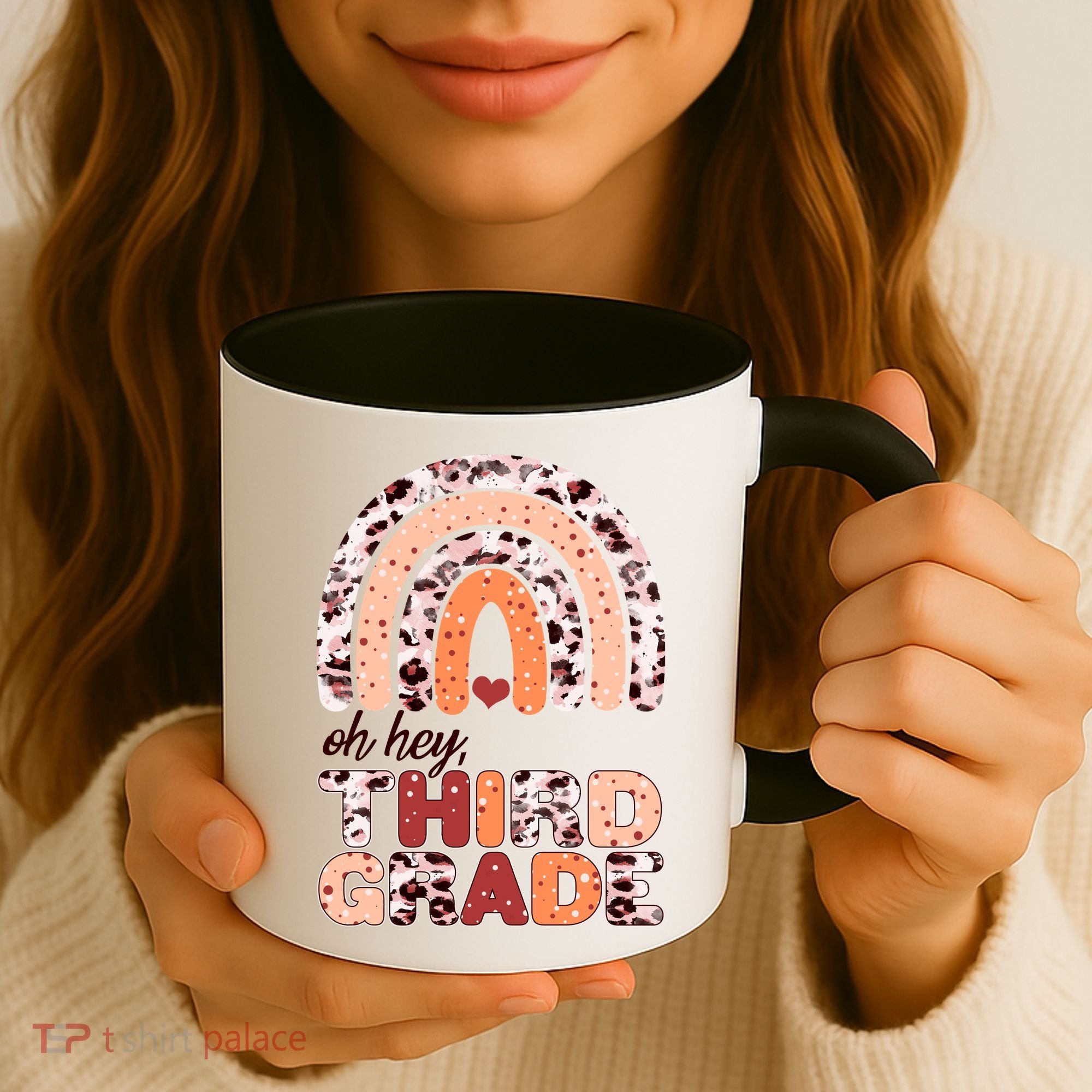 Oh Hey Third Grade Leopard Print Pattern Rainbow Coffee Mug