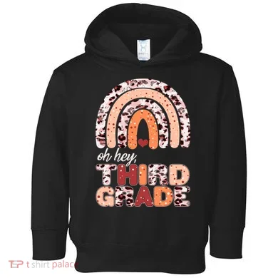 Oh Hey Third Grade Leopard Print Pattern Rainbow Toddler Hoodie