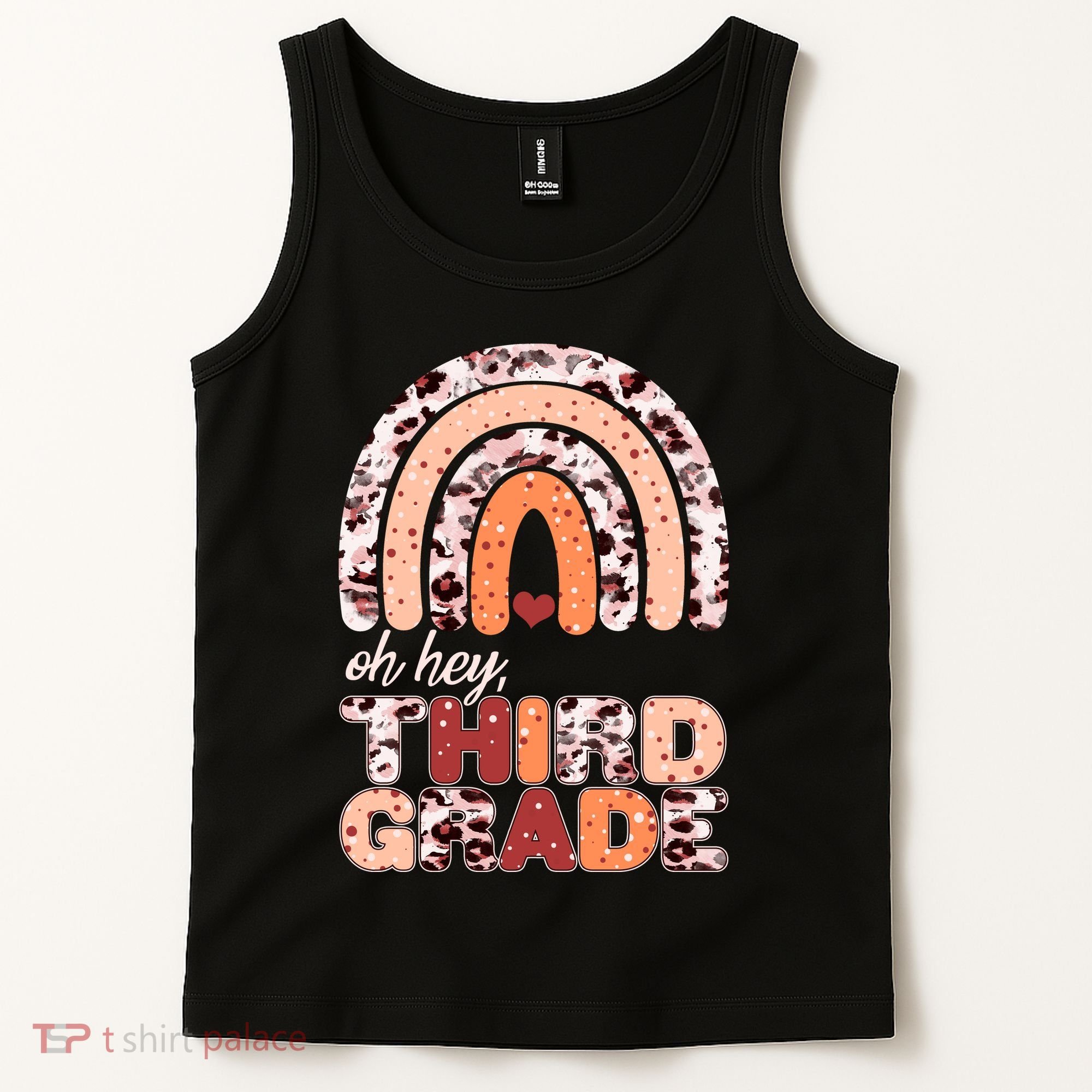 Oh Hey Third Grade Leopard Print Pattern Rainbow Tank Top