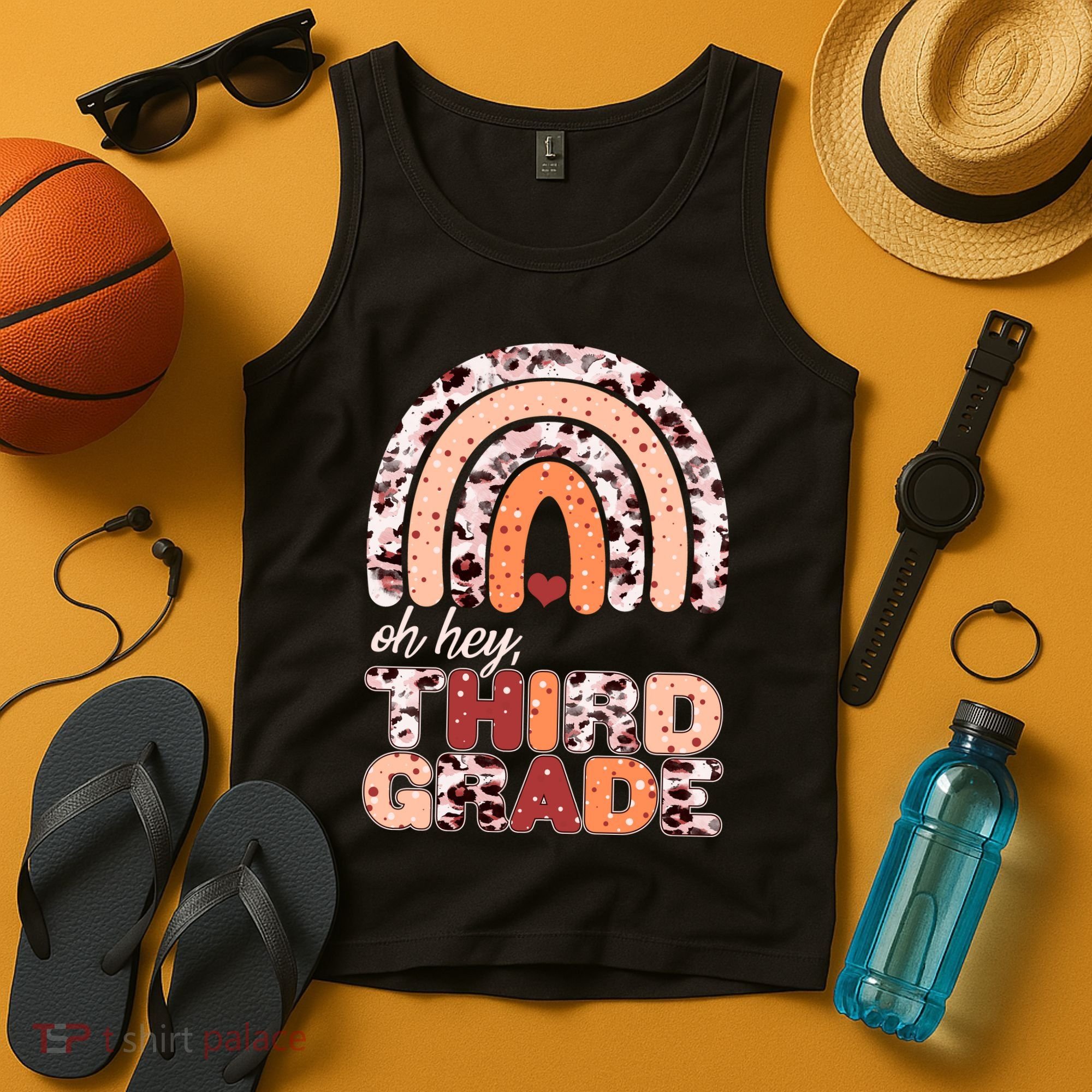 Oh Hey Third Grade Leopard Print Pattern Rainbow Tank Top