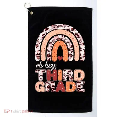 Oh Hey Third Grade Leopard Print Pattern Rainbow Golf Towel