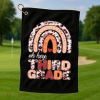 Oh Hey Third Grade Leopard Print Pattern Rainbow Golf Towel thumb 1